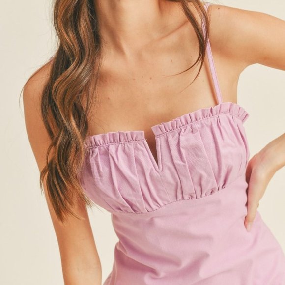 New Lavender Ruffle Cut Out Midi Dress - Picture 2 of 6